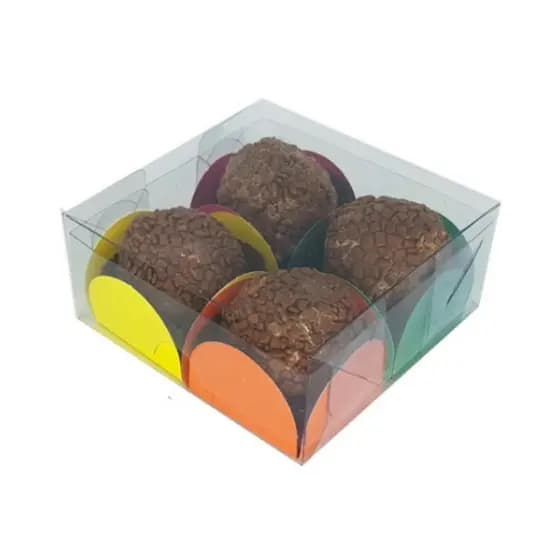 40 Caixas de Acetato toda Transparente 7x7x4 caixinha para 4 docinhos brigadeiro gourmet 4x7x7