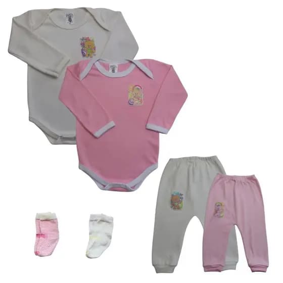 Kit Roupa De Bebe 3 Peças Conjunto Body Manga Longa Suedine