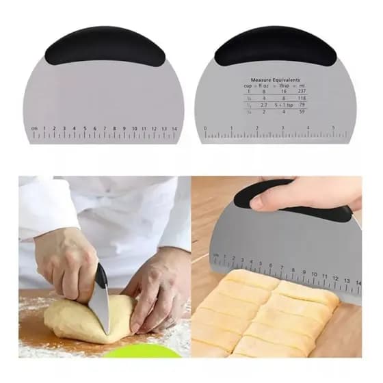 Espátula de Corte Culinária Multiuso Utensílio Cozinha Confeitaria Cabo Emborrachado Raspador Inox