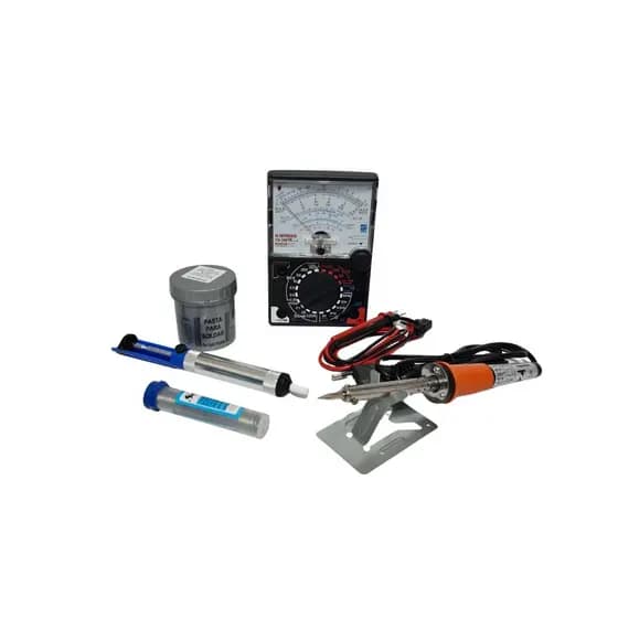 Kit Ferro De Solda 60w 220v + Multimetro Analogico + Pasta + Sugador + Estanho
