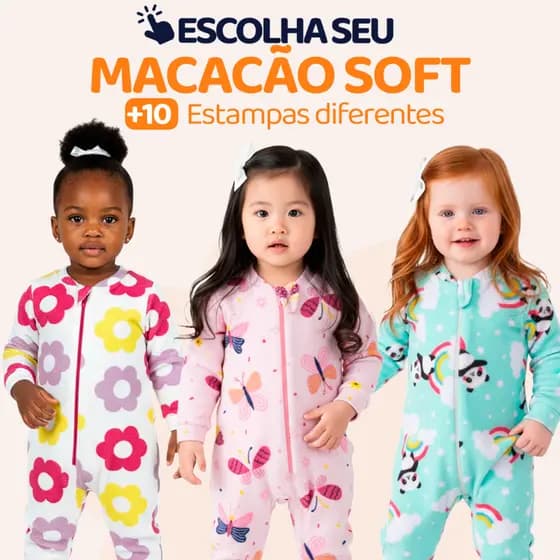 Escolha Seu Macacão Bebe Menina Roupa Inverno Soft Peluciado Zíper Quentinho Confortável Capivara, Panda, Unicórnio L09