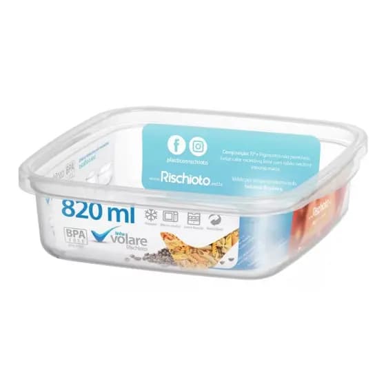 Vasilha Pote Hermético Quadrado Com Tampa 820ml Linha Volare Cozinha Casa
