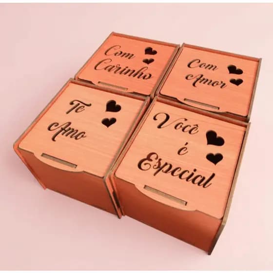 Caixinhas De Mdf Com Amor Perfeito Para Sua Xícara Vinho