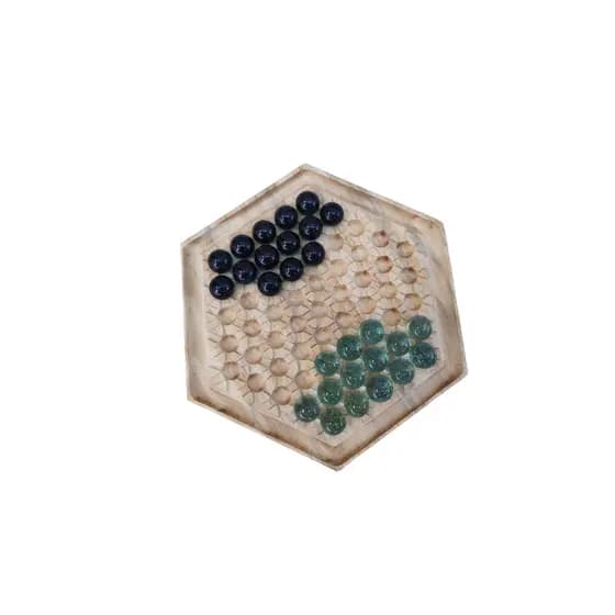 Jogo de Estratégia Abalone - Jogo de Tabuleiro Feito Artesanalmente em Madeira de Pinus Maciça