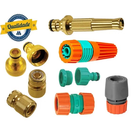 Engate de Aluminio , Bico , Esguicho ou Emenda para mangueira de Jardim - Metal ou PVC
