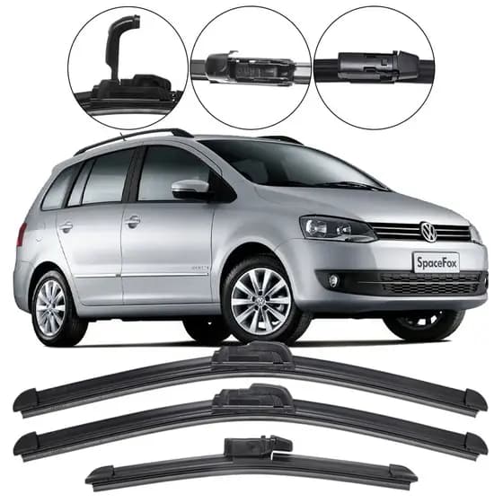 Kit 3 Palhetas Limpador Parabrisa Dianteiro + Traseiro VW SpaceFox 2006/2012