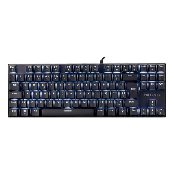 Teclado Mecânico Gamer Force One Atlas TKL, USB, ABNT2, Preto