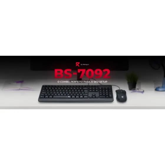 Combo Mouse e Teclado Redragon R Office BS-7092 Preto 1200 DPI