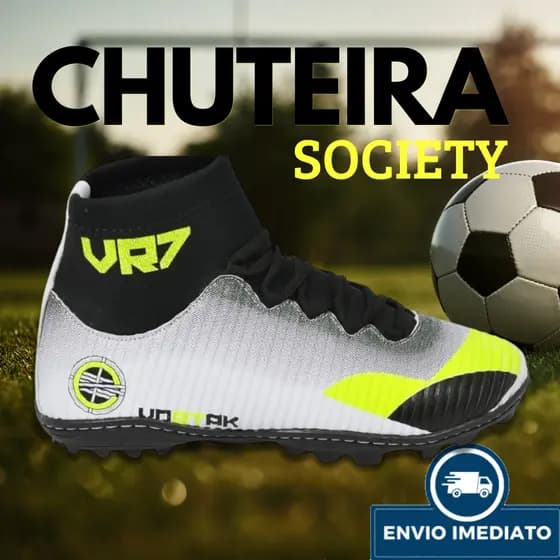 Chuteira Society Costurada Resistente Futebol Masculino e Feminino 34 ao 43 - Envio Já Promoção