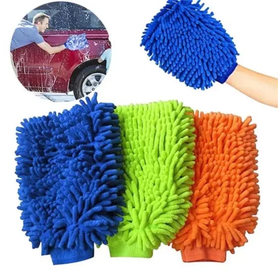 Kit de Lavar Carro Moto Limpeza Automotiva Luva +3 Pano Microfibra
