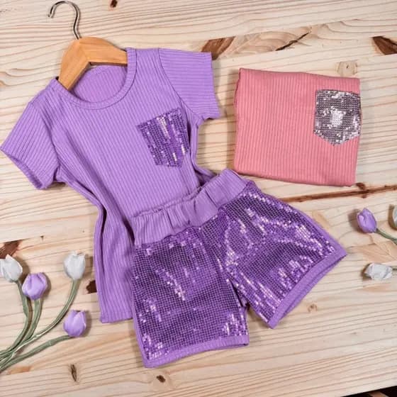 Conjunto Ely Infantil e Juvenil Menina 4 ao 14 / Conjunto Infantil Menina / Conjunto Natal e Ano Novo