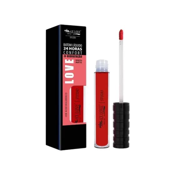 Batom Matte Líquido de Longa Duração 24 Horas Nude e Vermelho c/ Textura Aveludada Max Love 764 a 767