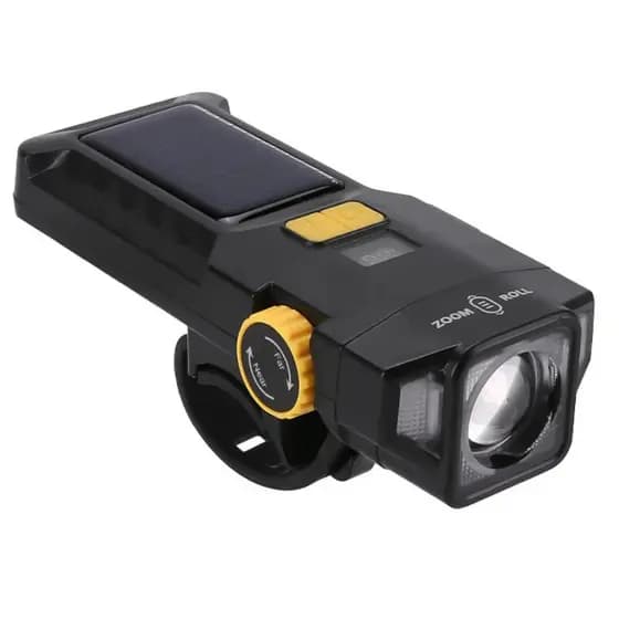 Lanterna De Bike Solar 3 leds Com Zoom 5 Modos de Iluminação Farol de Bicicleta Potente