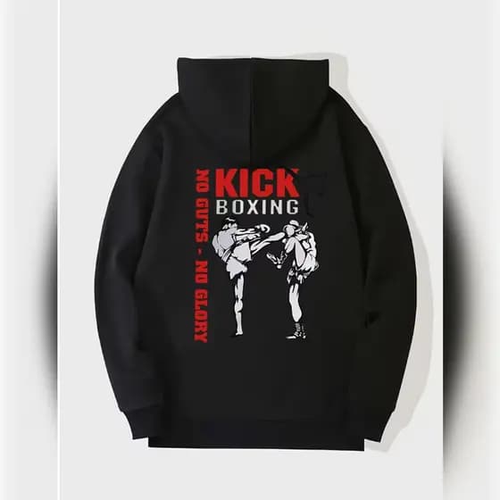 Moletom Masculino Aconchegante com Estampa de Kickboxing - Pulôver Casual de Manga Longa co REF-5070