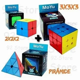 Kit 3 Cubo Mágico Moyu 2x2x2+3x3x3+Pirâmide Profissional Original