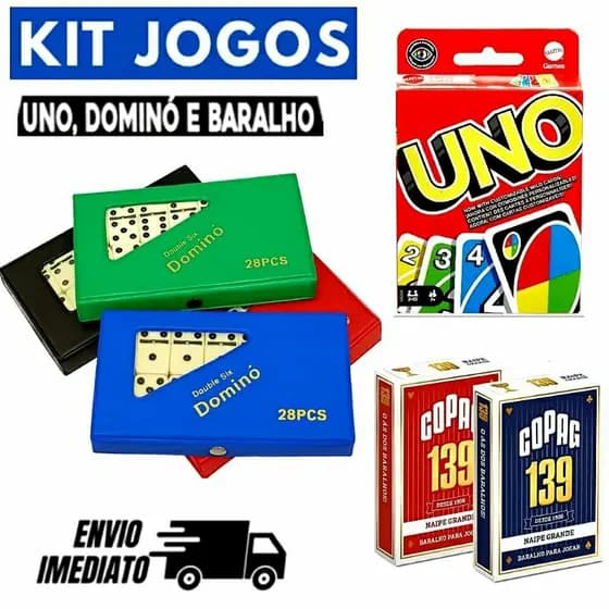 Kit Jogos Original UNO + Baralho Copag 139 + Dominó Profissional