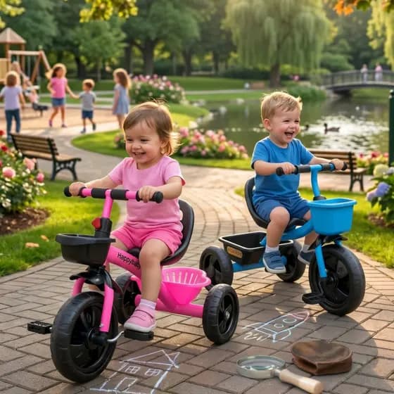 Triciclo Infantil de 3 Rodas e 2 Cestos Cor Pedal - Resistente, Divertido e Ergonômico