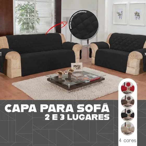 Capa Protetor de Sofá 2 e 3 lugares Acabamento Matelado com Porta Objetos LANÇAMENTO!!