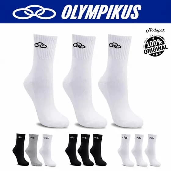 Meias Olympikus Cano Médio Kit 3 Pares Original Com Nota Fiscal