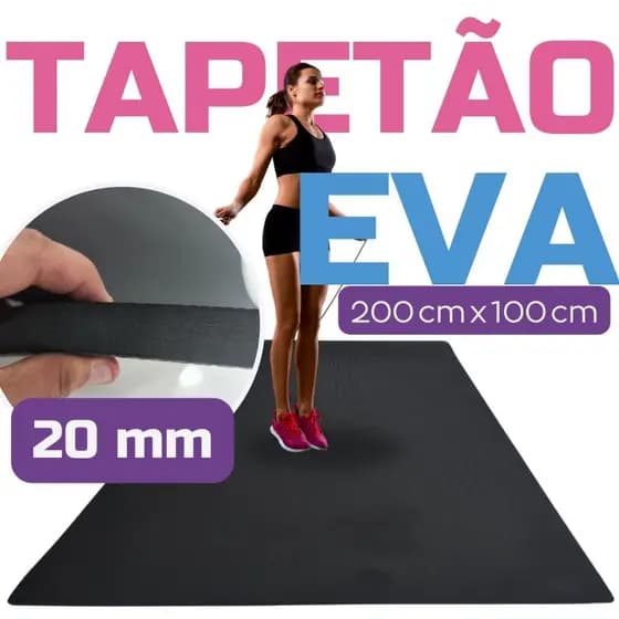 Colchonete EVA Grande 200x100cm 2x1m 20mm Lençol Borracha Exercício Yoga Pilates Protetor Chão Piso