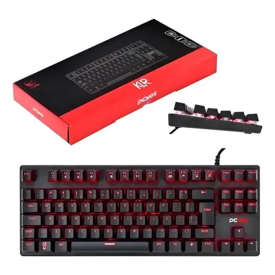 Teclado Gamer Mecanico Pcyes Outemu Blue Usb Klr Preto Led Vermelho