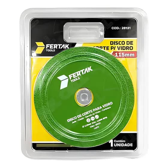 Disco Para Corta Vidro Diamantado 115mm 4.1/2 Furo 22.23mm FERTAK
