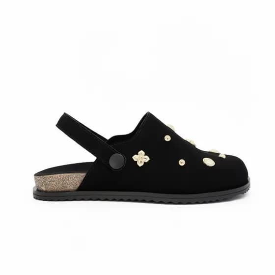 Sandália Mule Clogs Feminino Moleca Moda Confortável Casual Macio Leve Camurça Suede Nobuck