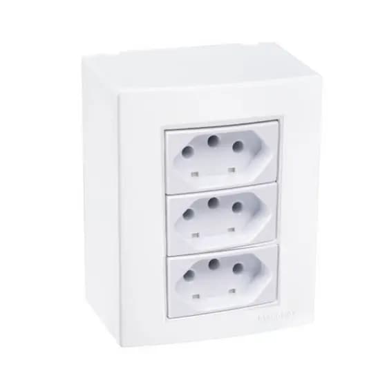Caixa Sobrepor 3 Tomadas 20a Sistema X Modular Linha Sleek Margirius 20/10A