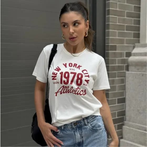 Camiseta Feminina Off New York 1978 Em Algodão Suave