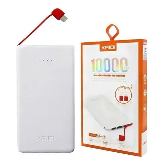 Bateria portátil Kaidi 10000mAh com Proteção Inteligente para Dispositivos