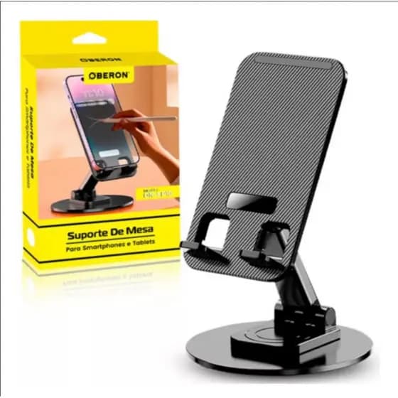 Suporte para Celular e Tablet com Rotação 360° em Alumínio