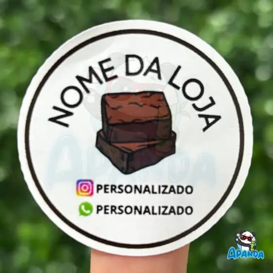 Adesivo Brownie para Confeiteiras Sem Logo Personalizado 4x4cm couchê | Apanda