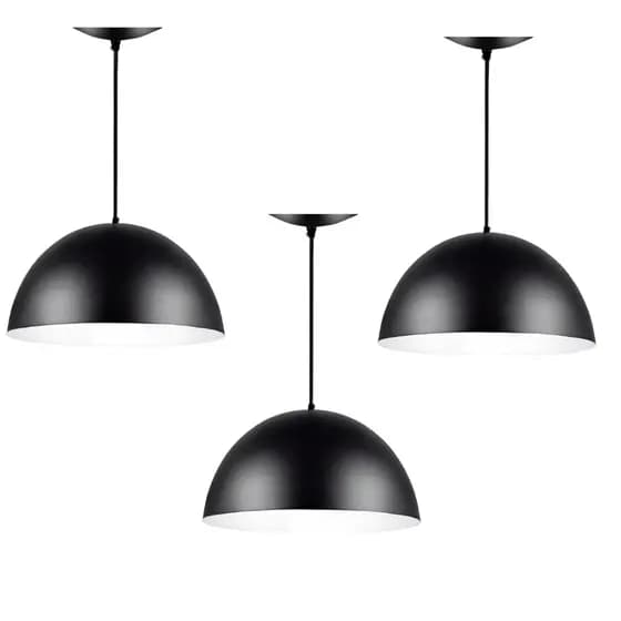Pendente Meia Lua 30cm Kit3 Luminária Teto Decorativa Suspensa Design Moderno Sala Cozinha Elegante