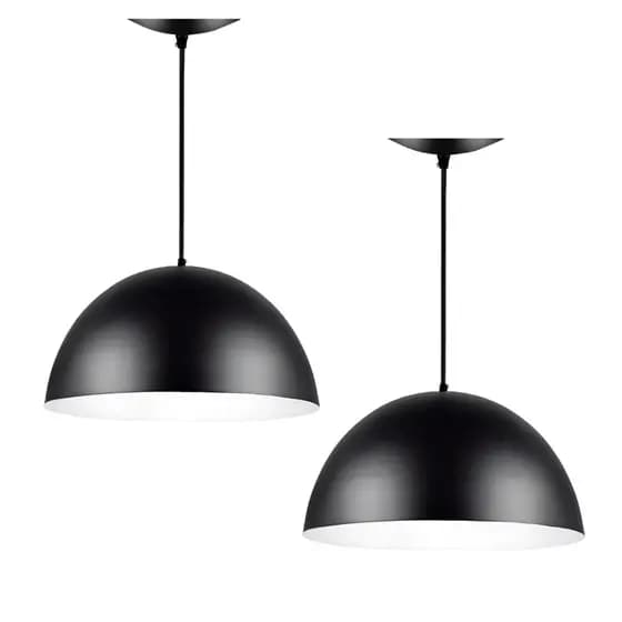 Pendentes Modelo Meia Lua Kit2 Preto/Branco Vintage Decorativo Alumínio Premium Casa Quarto Sala Bar