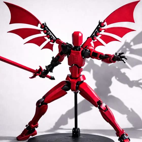 Boneco/Brinquedo Articulado Dummy T13 Modelo Dragon + Asas + Espada + Suporte ( Articulações de Borracha )