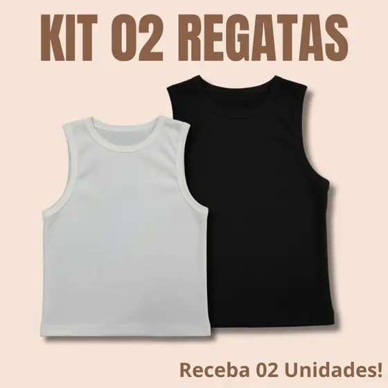 KIT 02 Regata Cropped Malha Blusinha Feminina Costas Nadador Confortavel Modeladora Ribana