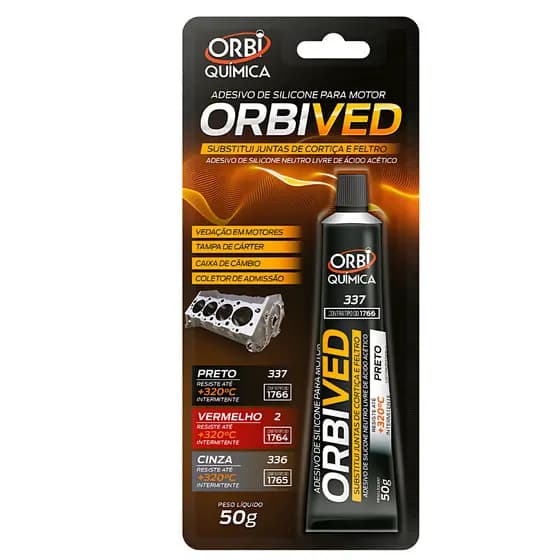 Junta Cola Silicone Alta Temperatura Preto Orbi Motor Câmbio