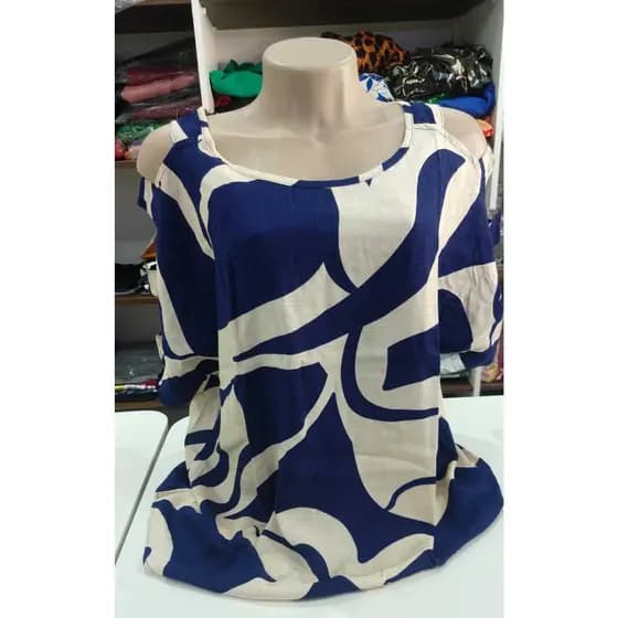 Blusa Plus Size Estampada Detalhe na Manga Promoção Lembrança Presente