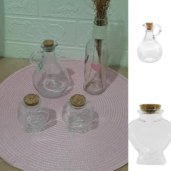 Kit Galheteiro Porta Azeite e Porta Tempero Coração 3Peças