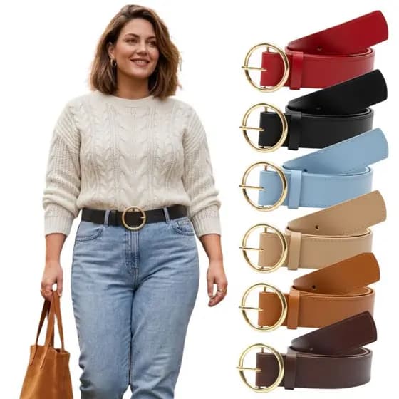 Cinto Feminino Plus Size Tendencia Plus Classico Fivela Redonda Largo GG XG G1 G2 G3 3.5cm - Lia