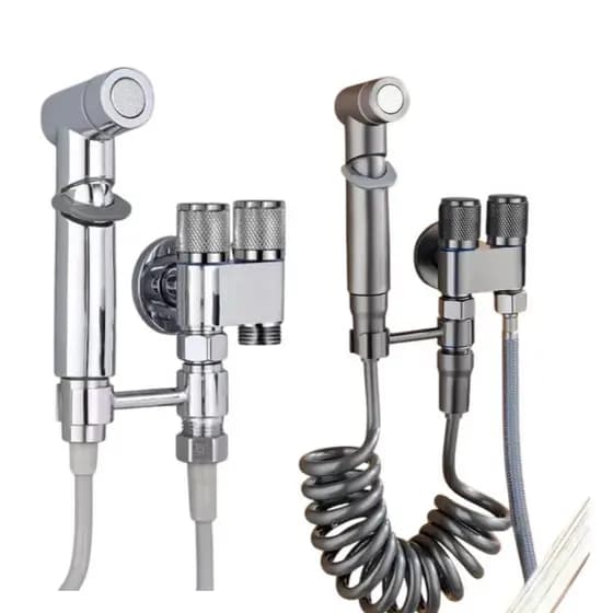 Ducha Higiênica Para Banheiro Lavatório Registro Duplo Chumbo/Cromada Inox ABS KIT DUCHA + REGISTRO DUPLO