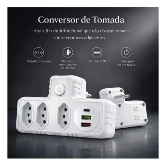 Extensão de Tomada com Carregamento Inteligente e Seguro