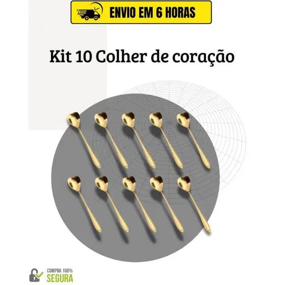 Colher Coração dourada Fofa Luxo para Cozinha Mesa Posta Café Sobremesa Chá