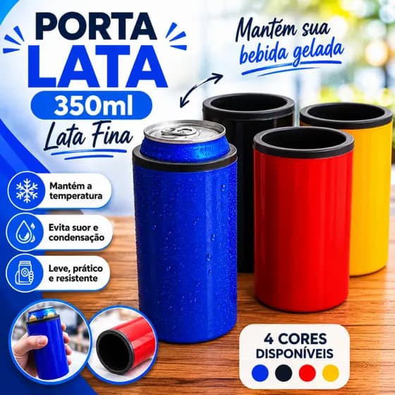 Porta Lata Slim 350ml Suporte Cerveja Kit 2 Unidades Parede Dupla Manta Térmica