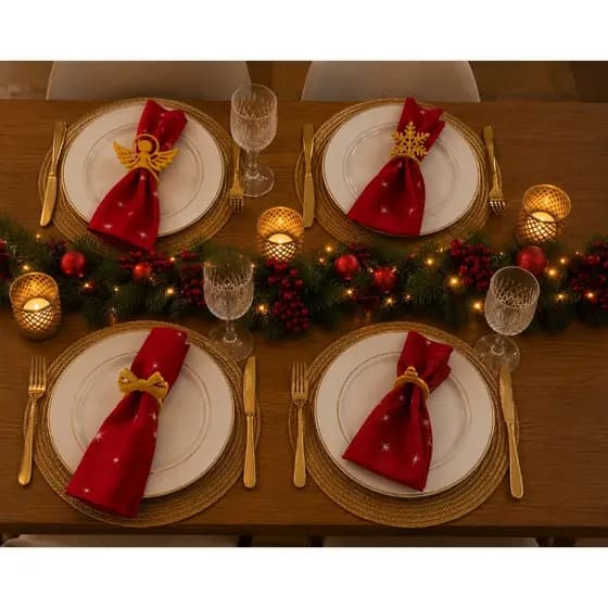 Porta Guardanapos Natal Dourado Mesa Posta Sofisticado PLA