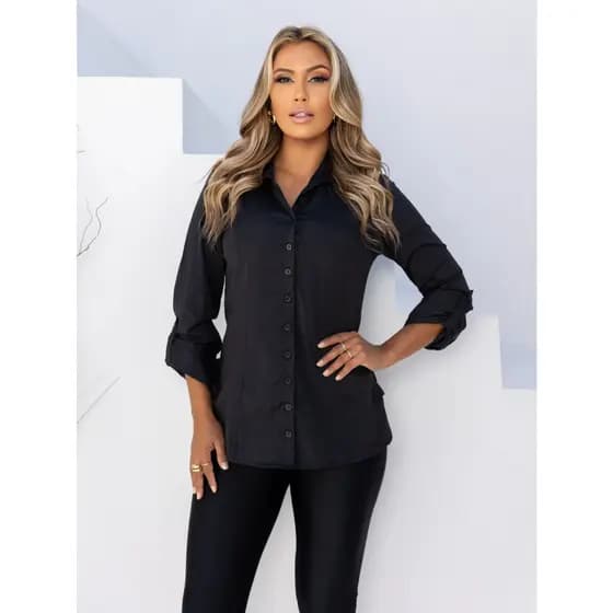 CAMISA CHEMISE MANGA LONGA SOCIAL COM BOTÕES | CAMISÃO| MODA FEMININA