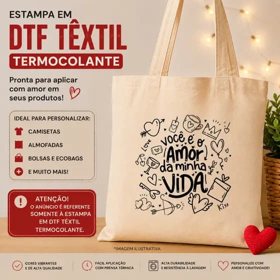Estampa DTF Têxtil - Adesivo Termocolante | Estampas Variadas | Personalizado | Fácil Aplicação