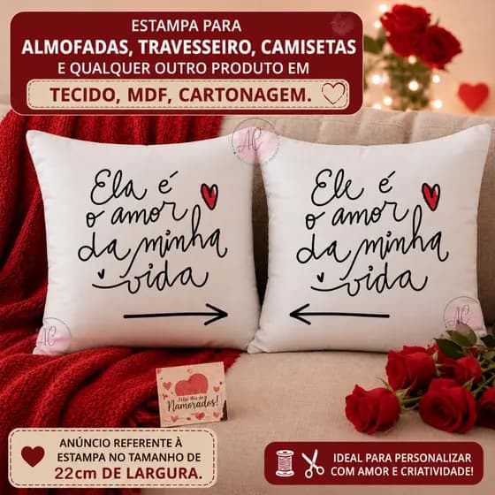Estampa Adesivo Termocolante DTF Têxtil - Dia dos Namorados | Personalizado | Fácil Aplicação