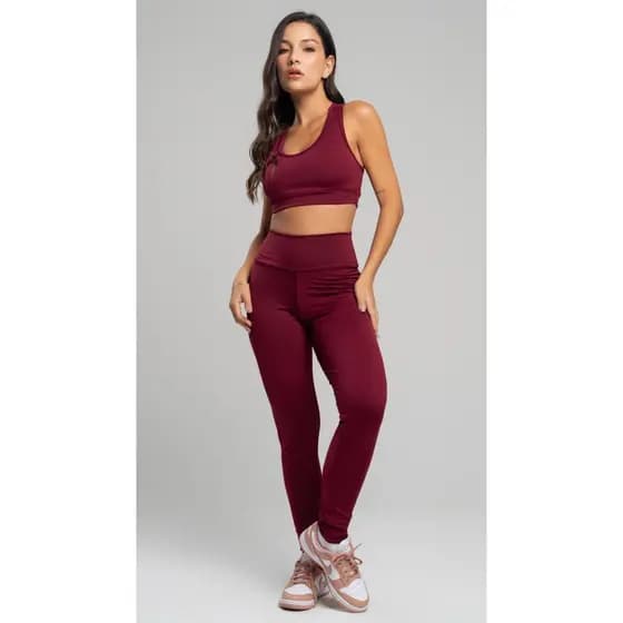 Conjunto Fitness Vicbela Calça Legging + Top Nadador Suplex Moda Fitness Academia