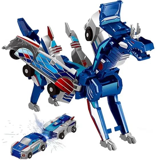 Carrinho De Dinossauro Magnético 2 Em 1 Presente Menino Menina Transformável Automática Por Colisão